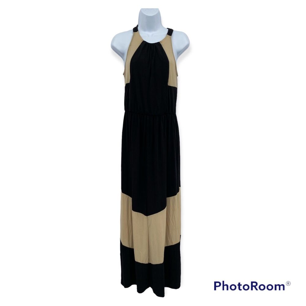 Charming Charlie Stretch Color block Halterneck Sleeveless Midi Maxi Dress Small